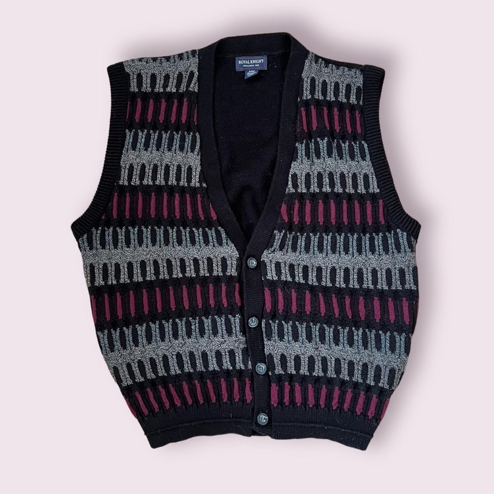 Vintage striped button down sweater vest